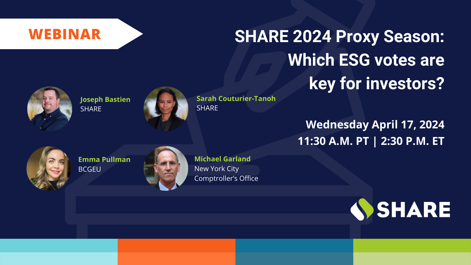 A graphic promoting the Proxy Season 2024 webinar.